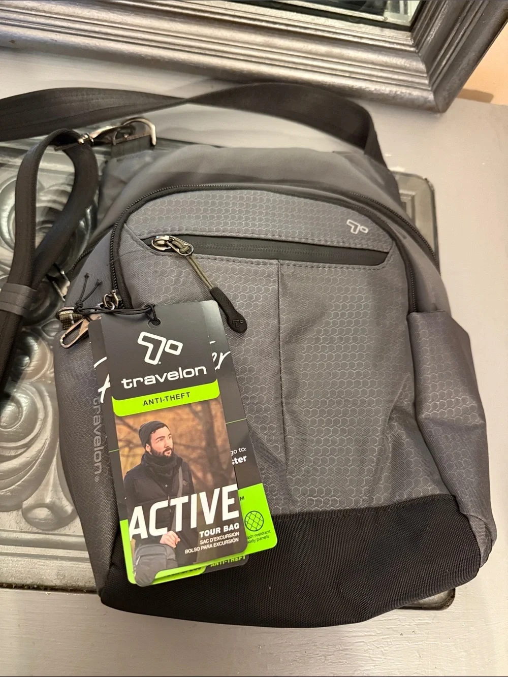 Travelon Active Tour Bag Charcoal Men's Crossbody Sling Bag Anti-Theft Unisex